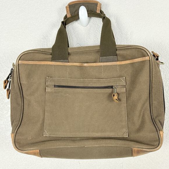 VINTAGE CABELA'S CANVAS & LEATHER Messenger Weekender Bag UPS Embroidered 16x12 - Picture 3 of 10